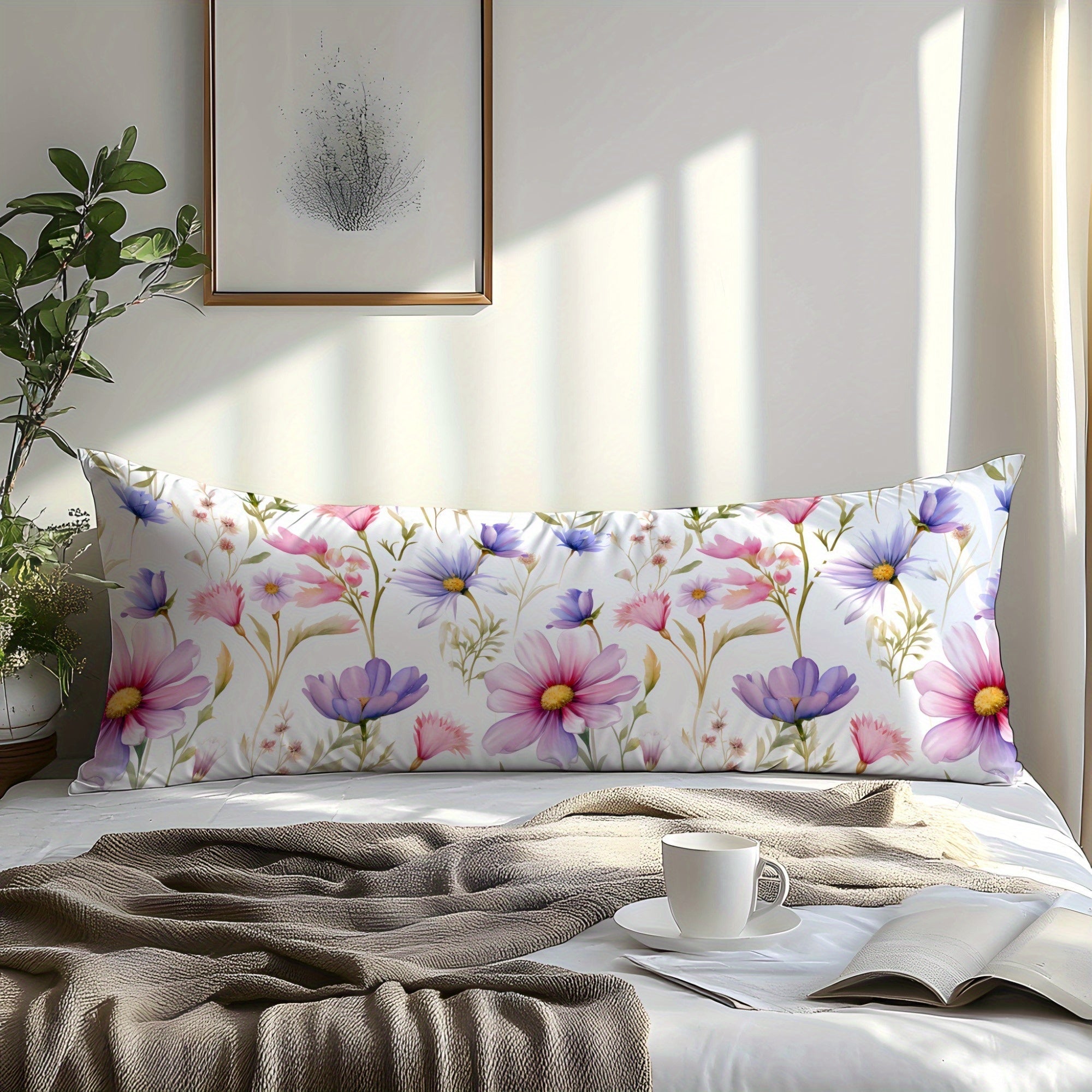 Floral Pillowcase Soft Skin-Friendly Fabric 3D Digital Print Envelope Closure