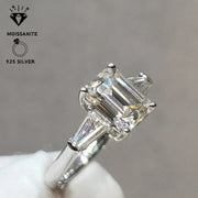 Anillo de compromiso de moissanita de 4 quilates, plata de ley, chapado en oro de 18 quilates, solitario, joyería de boda