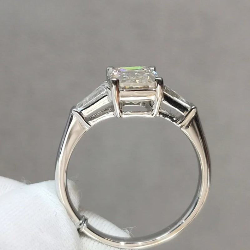 4 Carat Moissanite Engagement Ring Sterling Silver 18K Gold Plated Solitaire Wedding Jewelry