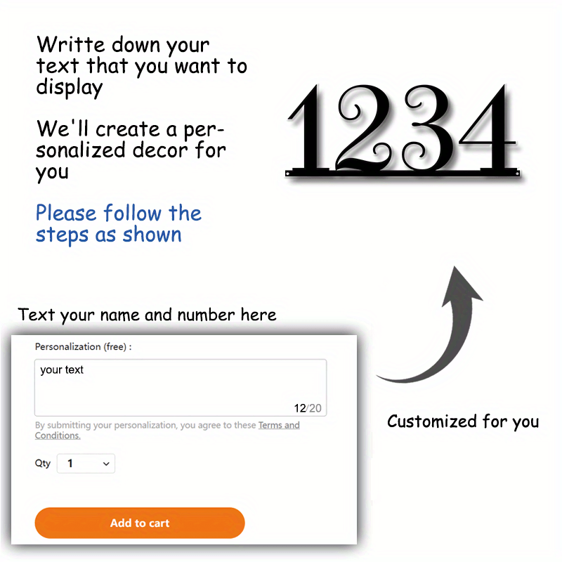 Shaxsiylashtirilgan Temir Manzil Plaketi - Vintage Metall Uy Raqami Belgisi. Uyga ko'chish va To'y sovg'alari uchun mukammal! Qora rangda tashqi devorga o'rnatiladigan san'at.