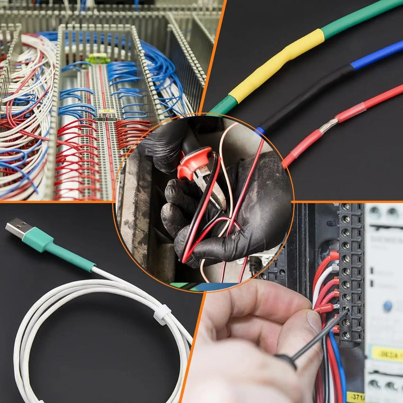 Набор термоусадочных трубок для изоляции электрических кабелей, поливинилхлорид, огнестойкий, 164/328/560 штук