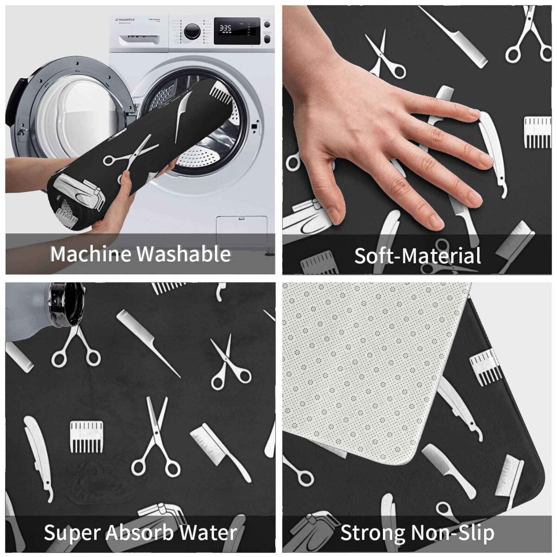 Barbershop-ilhomlangan kirish qismi uchun polyester mato, mashina yuviladigan, kirish dekoratsiyasi