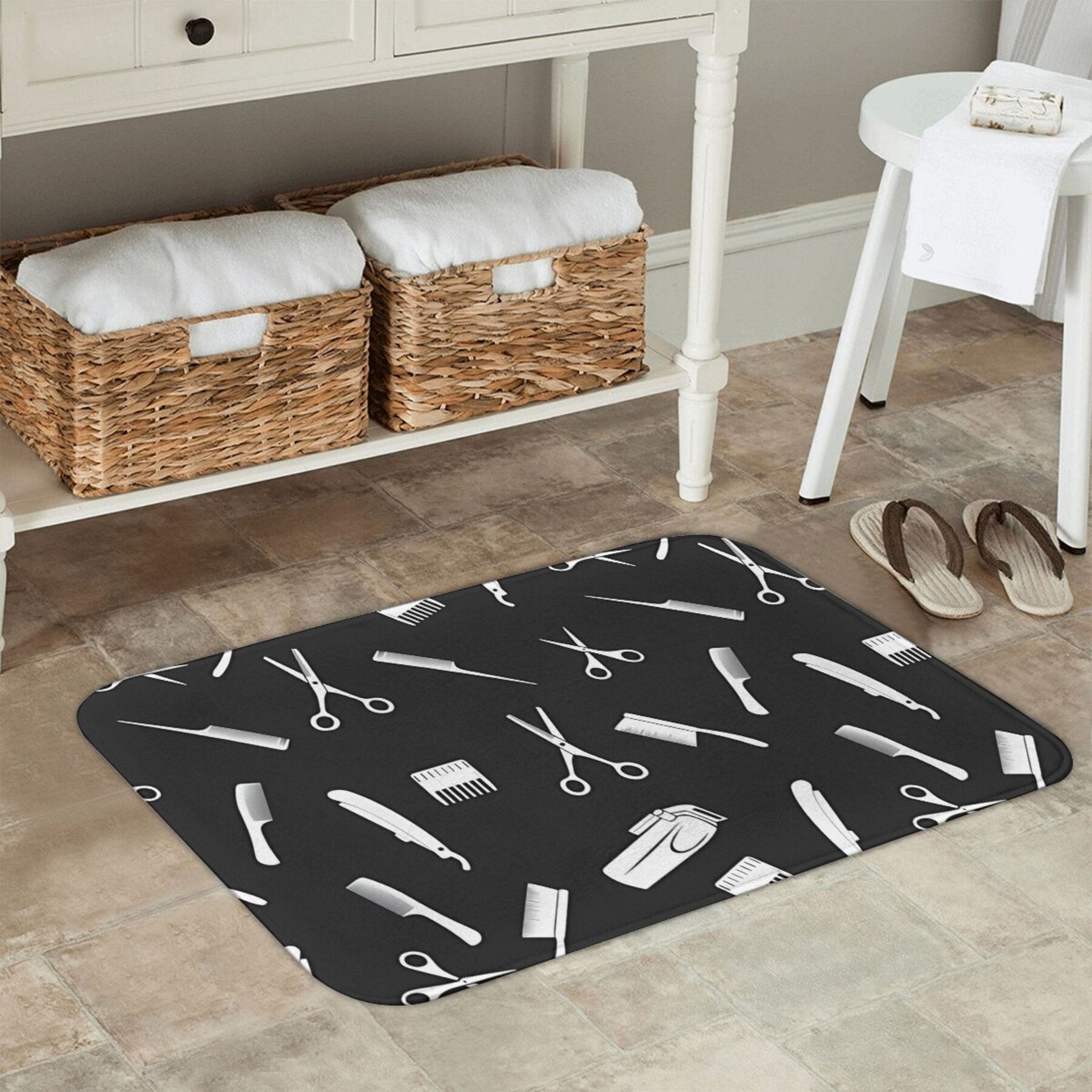 Barbershop-ilhomlangan kirish qismi uchun polyester mato, mashina yuviladigan, kirish dekoratsiyasi