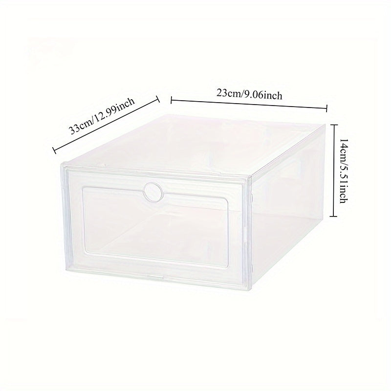6-Pack Stackable Waterproof Plastic Shoe Storage Boxes with Flip-Top Lids