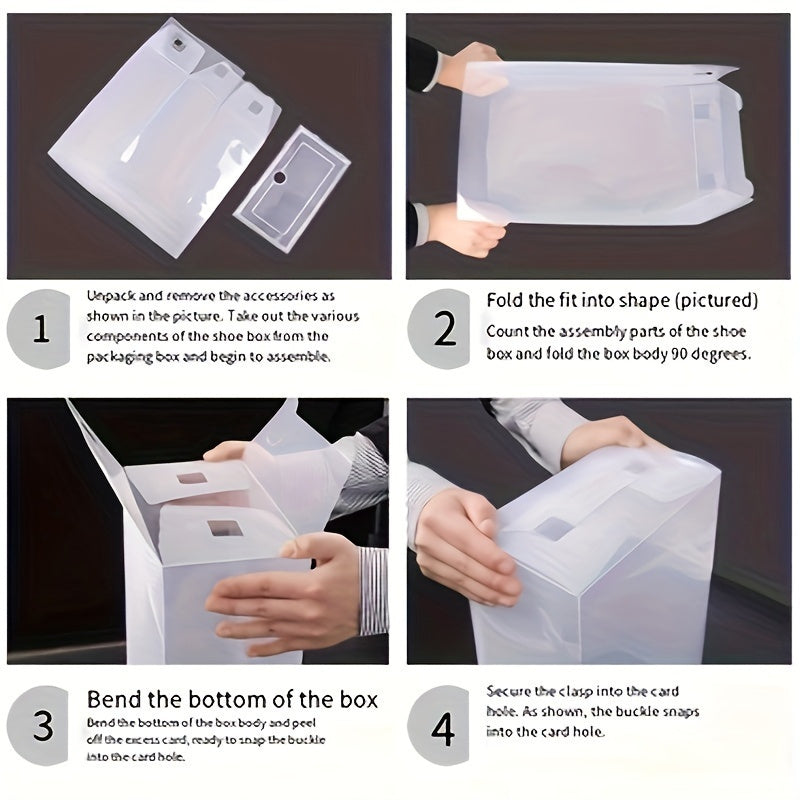 6-to'plamli, qaytariladigan qopqog'li suv o'tkazmaydigan plastmassa poyabzal saqlash qutilari