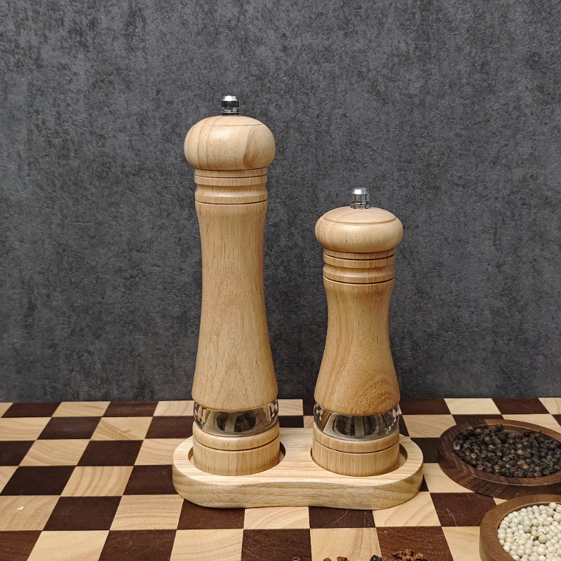 Versatile Wooden Salt and Pepper Grinders Set for Kitchen Use