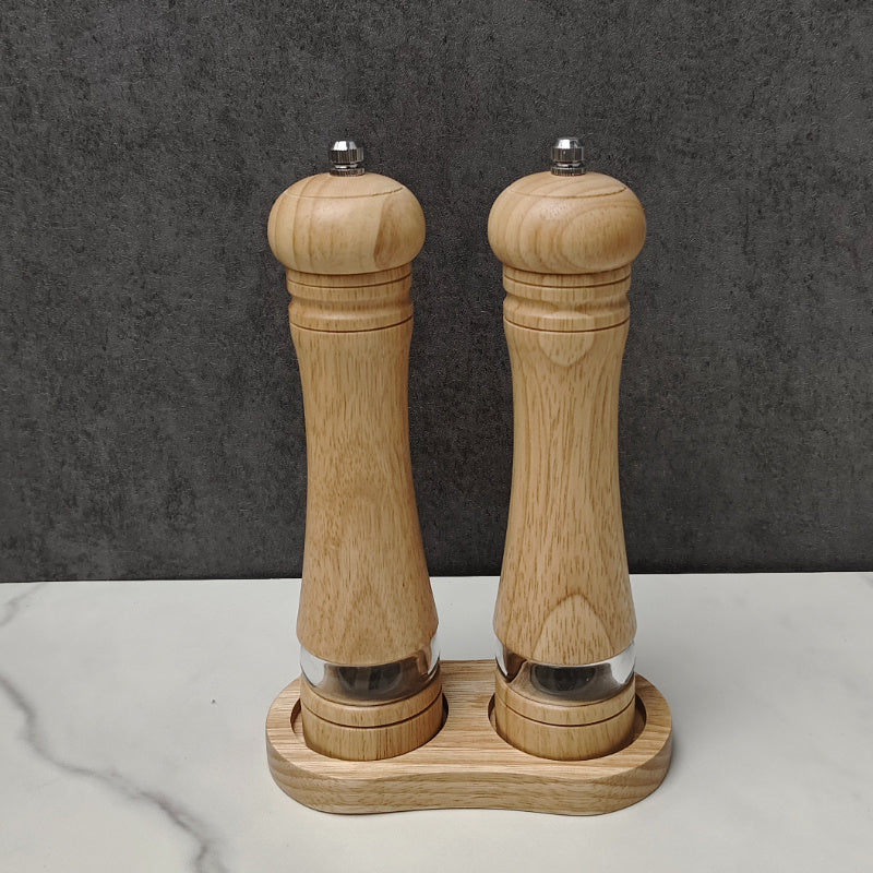 Versatile Wooden Salt and Pepper Grinders Set for Kitchen Use