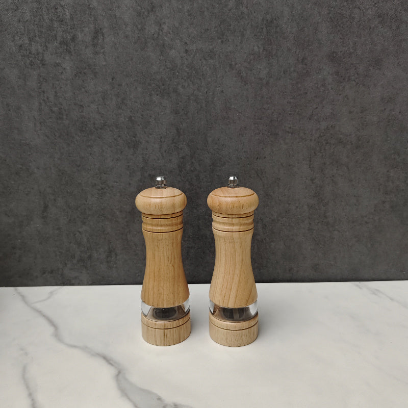 Versatile Wooden Salt and Pepper Grinders Set for Kitchen Use