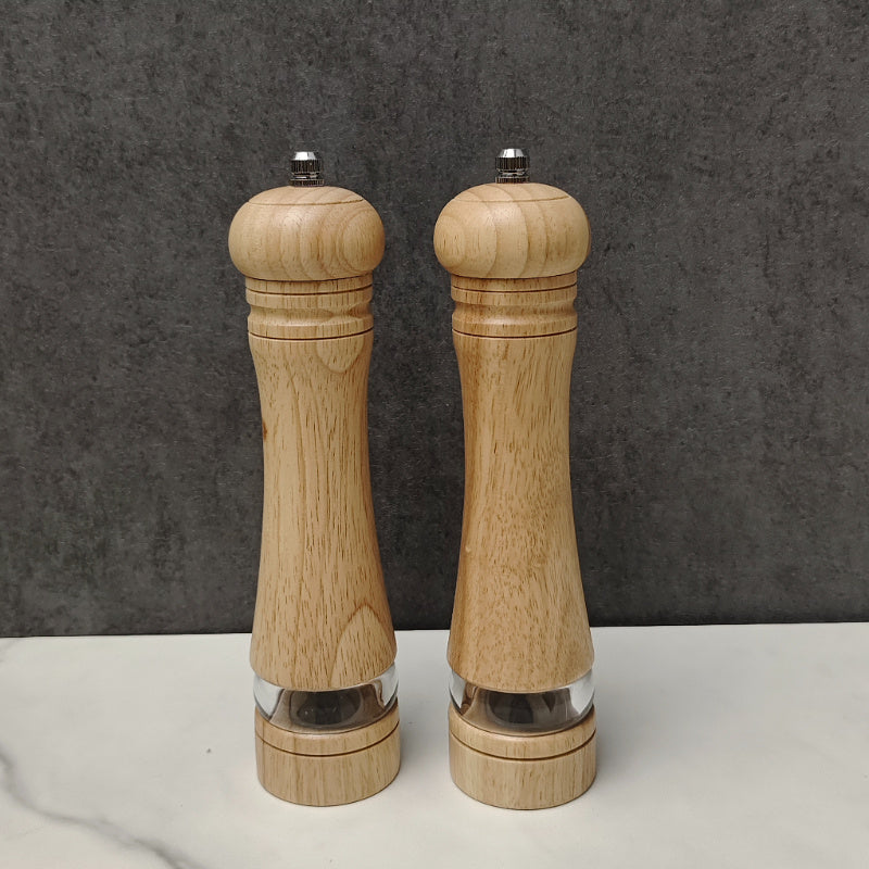 Versatile Wooden Salt and Pepper Grinders Set for Kitchen Use