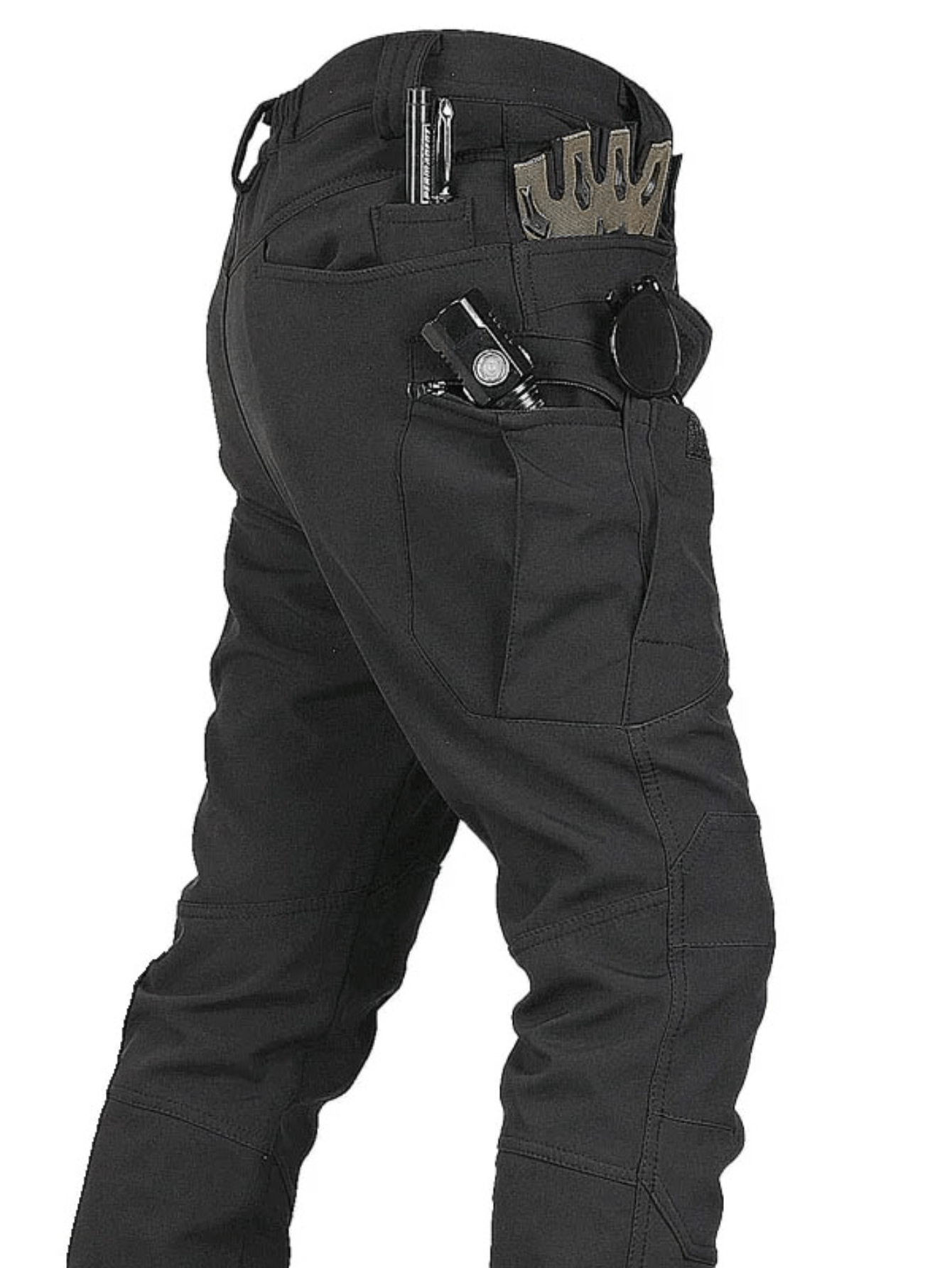 Men's Winter Outdoor Fleece Hooded Jacket and Pants Set with Pockets for Hiking Sports and Casual Wear