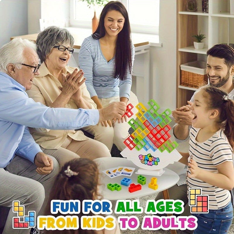 Building Blocks Game for Kids, Colorful Toy Set for Family and Party Fun