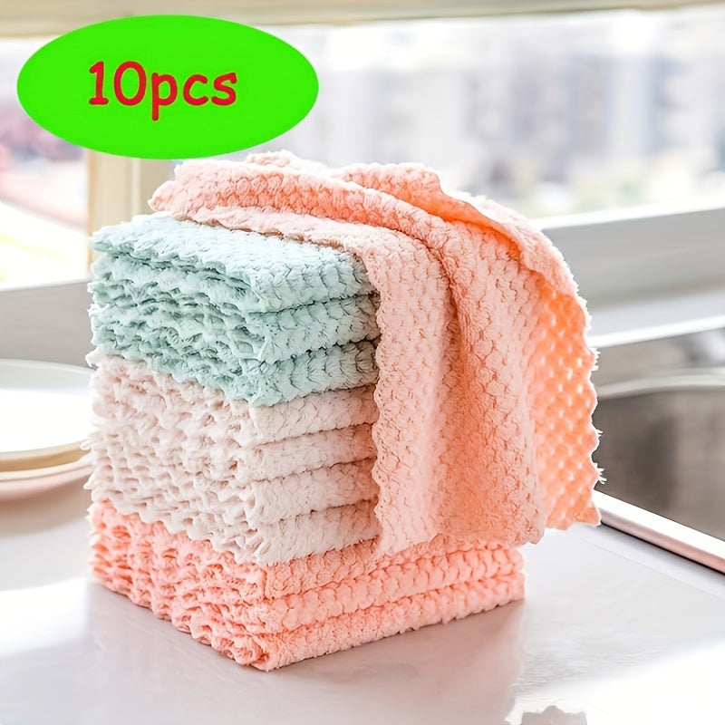 10 Pack Kitchen Cleaning Cloths Durable Absorbent Stain and Grease Removal