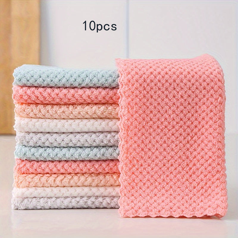 10 Pack Kitchen Cleaning Cloths Durable Absorbent Stain and Grease Removal