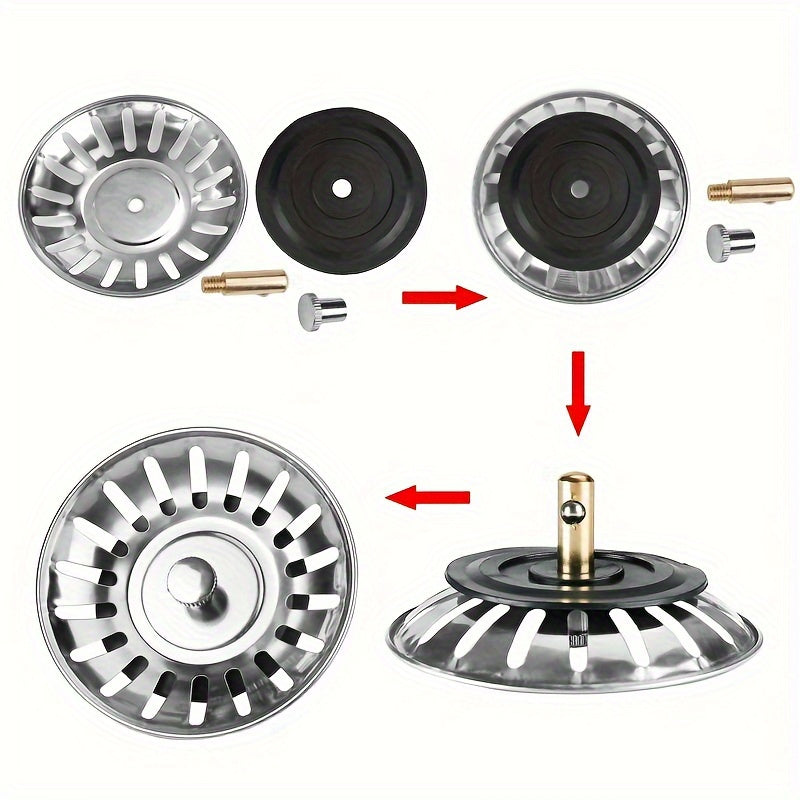 Stainless Steel Sink Strainer and Stopper Combo for Kitchen Drains