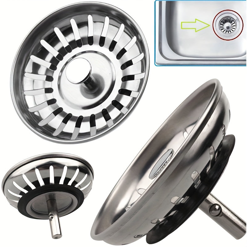 Stainless Steel Sink Strainer and Stopper Combo for Kitchen Drains
