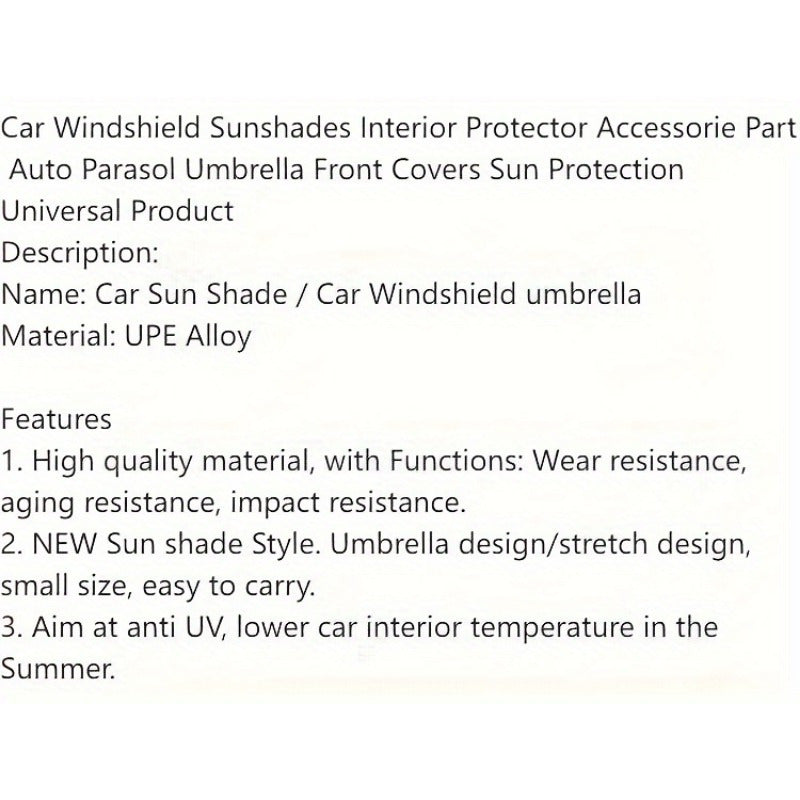 Foldable Car Windshield Sunshade UV Heat Protection for All Vehicles