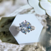 10 Ct Moissanite Solitaire Engagement Ring Sterling Silver 18K Gold Plated Prong Setting