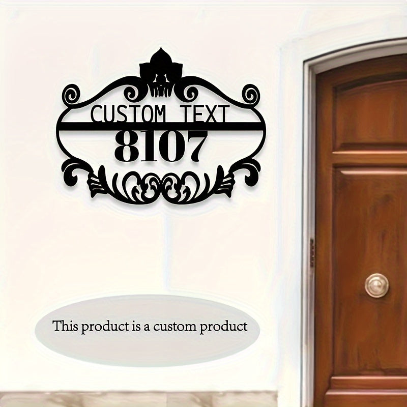 Black Iron House Number Sign Customized Wall Mount Address Plaque Boho Home Decor