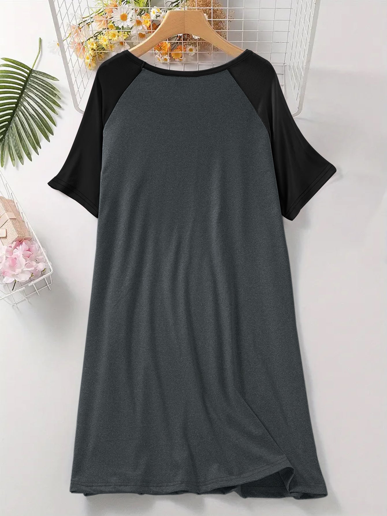 Women’s Cat Print Sleep Dress Short Sleeve Lounge Nightgown Soft Stretchy Fabric