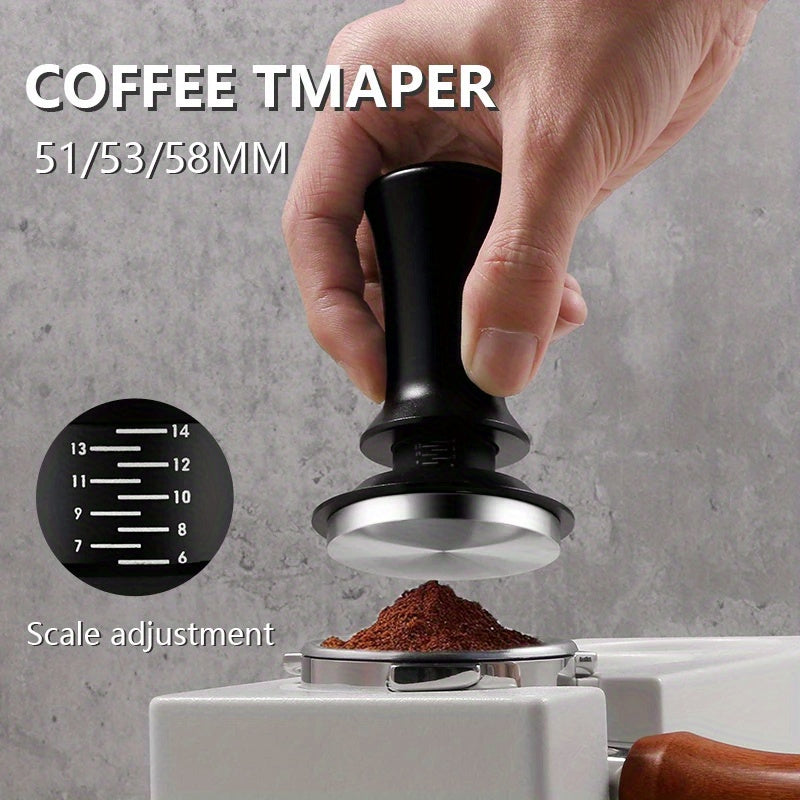 Espresso Tamper Spring-Loaded Adjustable Pressure Aluminum Handle 51mm 53mm 58mm