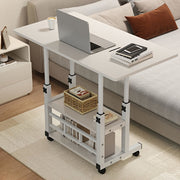 Escritorio plegable con ruedas, altura ajustable, estante de almacenamiento para dormitorio, sala de estar, exterior y oficina