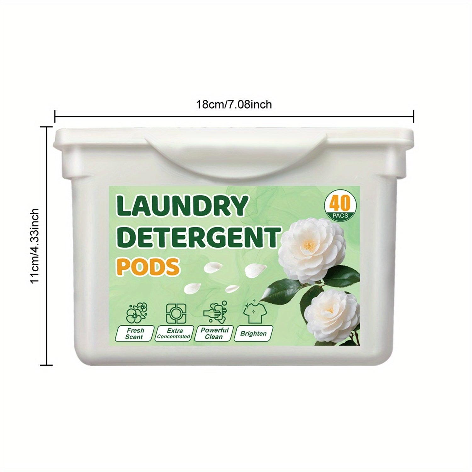 40pcs Camellia Scented Laundry Detergent Pods Long-Lasting Fragrance Water-Activated Formaldehyde-Free