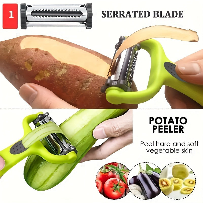Stainless Steel Kitchen Gadget Set with Peeler Slicer and Shredder for Fruits Vegetables