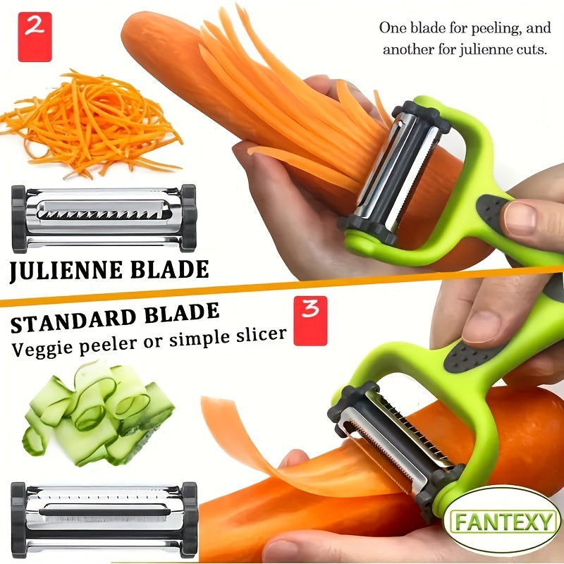 Stainless Steel Kitchen Gadget Set with Peeler Slicer and Shredder for Fruits Vegetables