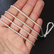 Sterling Silver Twisted Rope Chain Necklace and Bracelet Set for Women Elegant Classic Jewelry