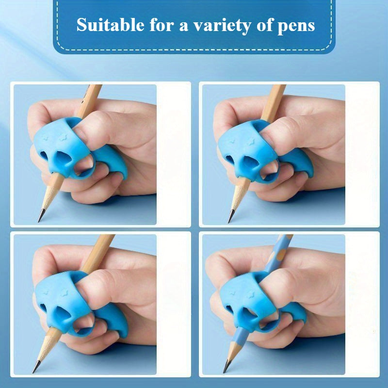 Besh dona silikon qalam ushlagichlari, yozish odatlarini rivojlantirish uchun ergonomik uchburchakli dizayn, kundalik foydalanish uchun yengil ofis jihozlari.