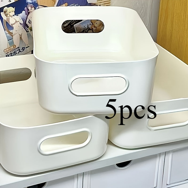 Juego de cajas de almacenamiento rectangulares blancas para llaves, cosméticos y artículos de cocina, 5 piezas
