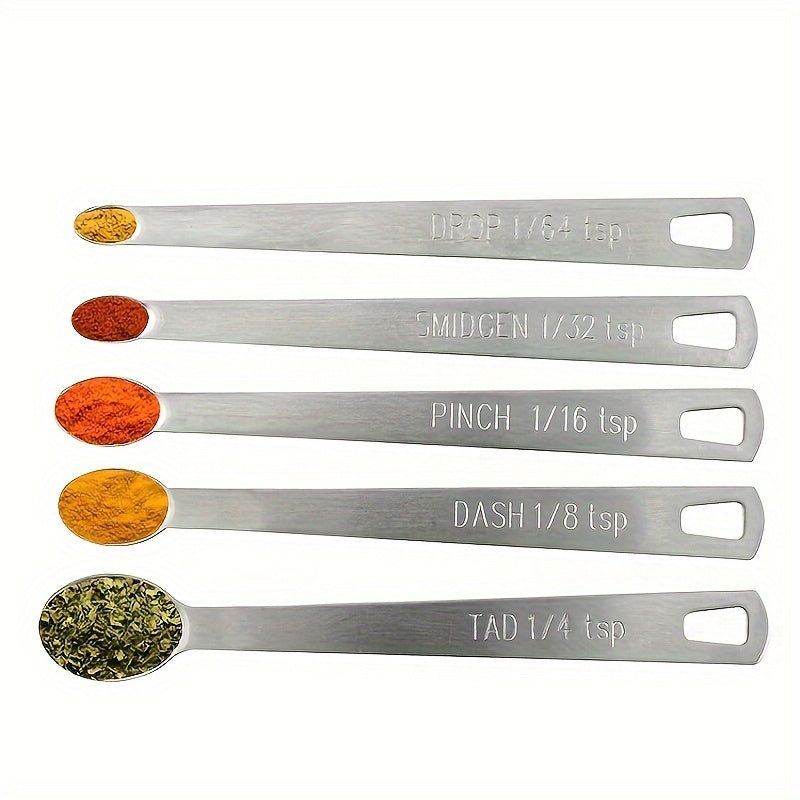 Set of 5 Mini Stainless Steel Measuring Spoons for Cooking and Seasoning