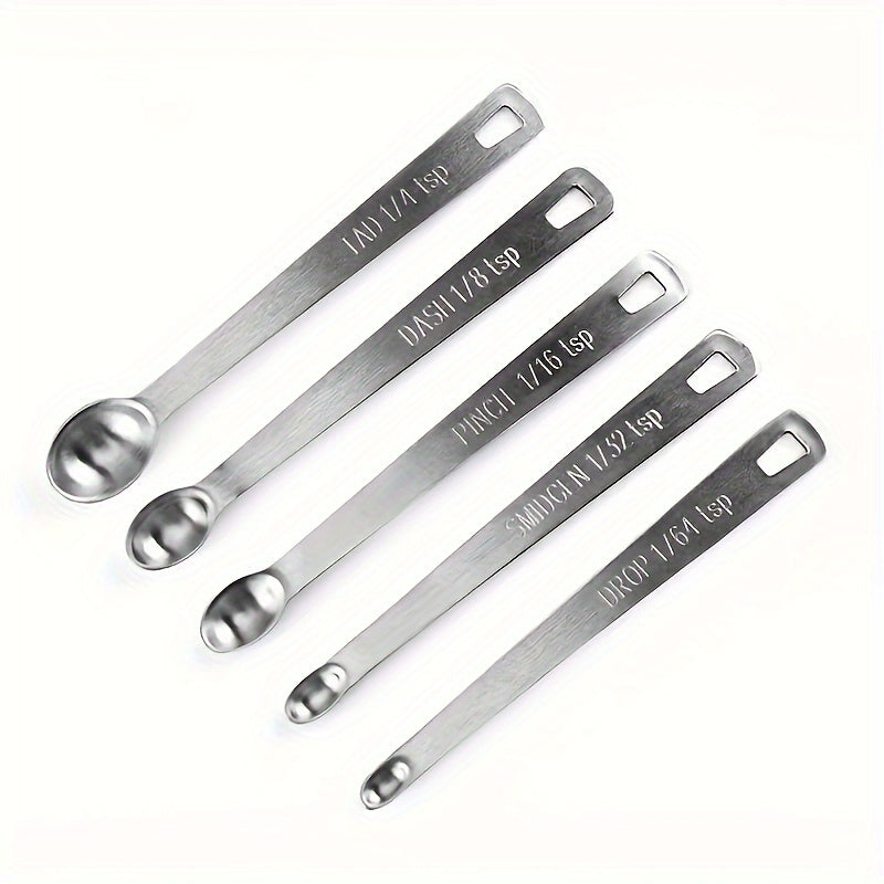 Set of 5 Mini Stainless Steel Measuring Spoons for Cooking and Seasoning