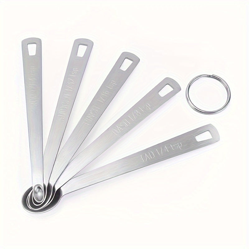 Set of 5 Mini Stainless Steel Measuring Spoons for Cooking and Seasoning