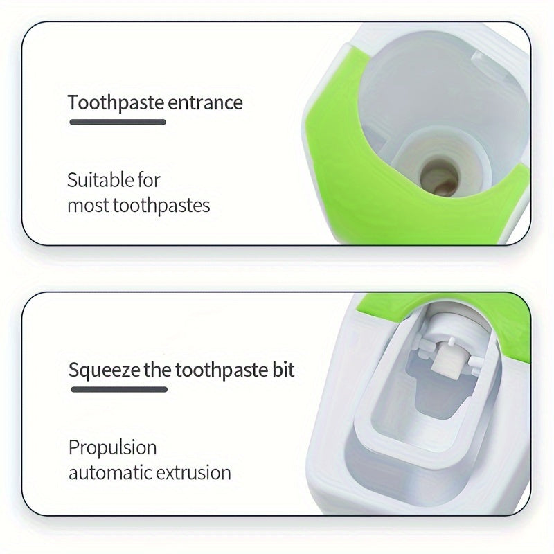 Wall-Mounted Toothbrush Holder with Automatic Toothpaste Dispenser for Up to 5 Brushes Plastic