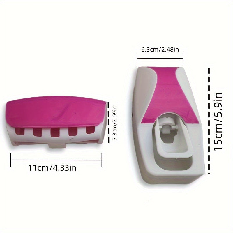 Wall-Mounted Toothbrush Holder with Automatic Toothpaste Dispenser for Up to 5 Brushes Plastic