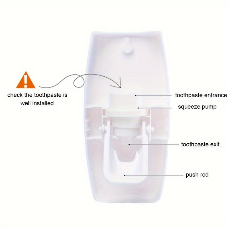 Wall-Mounted Toothbrush Holder with Automatic Toothpaste Dispenser for Up to 5 Brushes Plastic