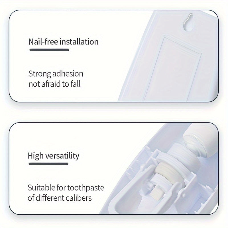 Wall-Mounted Toothbrush Holder with Automatic Toothpaste Dispenser for Up to 5 Brushes Plastic