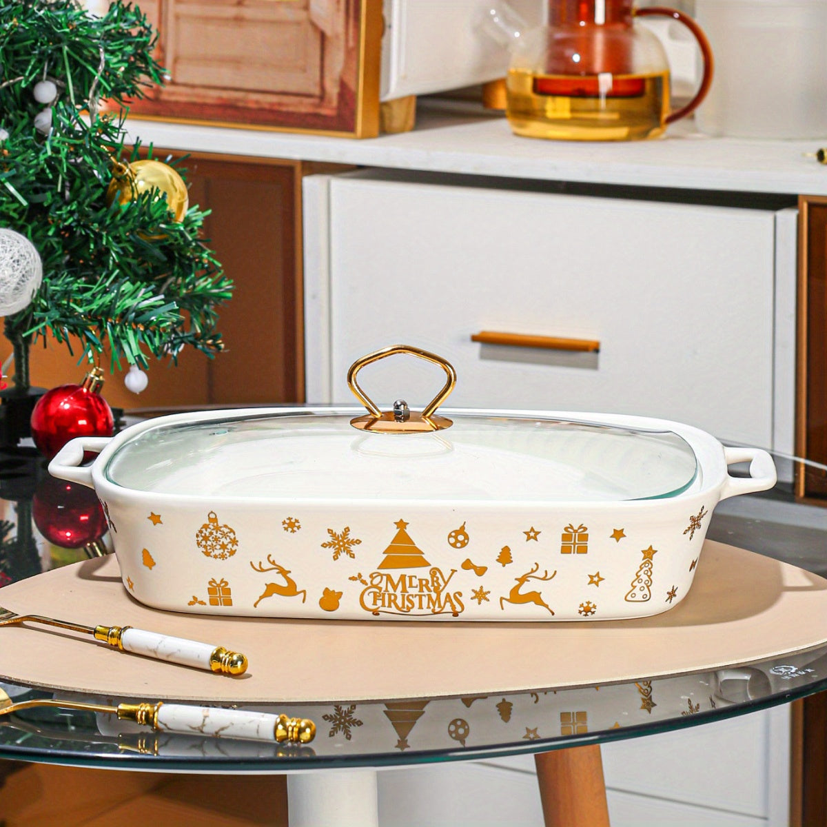 Ceramic Stockpot with Lid 8Qt for Soups Stews Casseroles Holiday Cooking