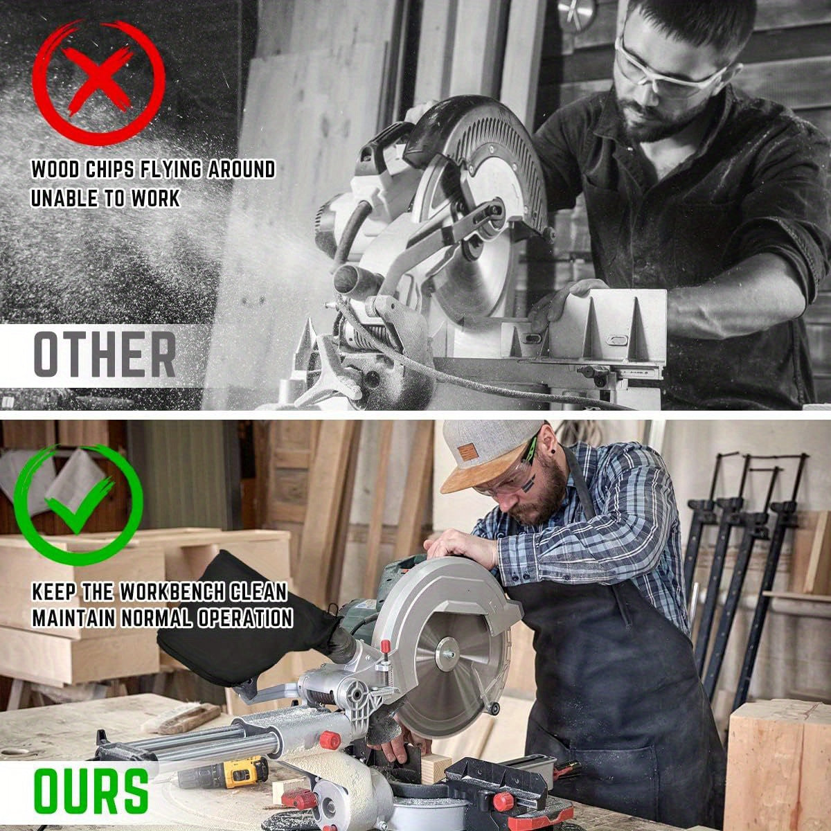 Черные мешки для сбора пыли для торцовочной пилы модели 225 и универсальные для шлифовальной машины и фуганка