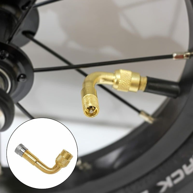 Copper Tire Valve Extension Tube 90-Degree Bend for Bicycle Motorcycle Inflation