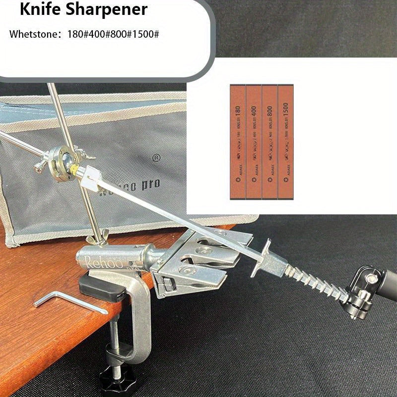 Afilador de cuchillos de ángulo fijo para cuchillos de cocina con pulidor de diamantes y piedra de afilar
