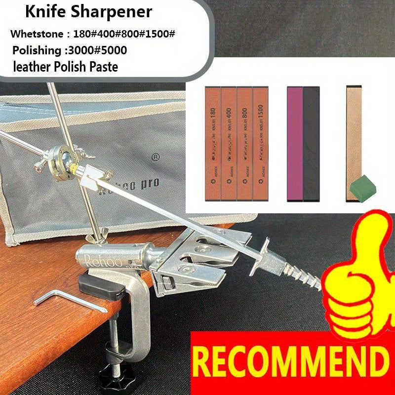 Afilador de cuchillos de ángulo fijo para cuchillos de cocina con pulidor de diamantes y piedra de afilar