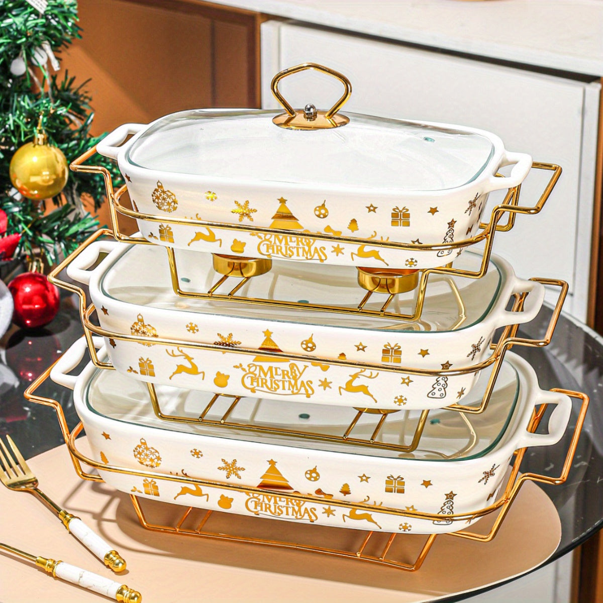 Ceramic Stockpot with Lid and Iron Stand for Cooking and Parties