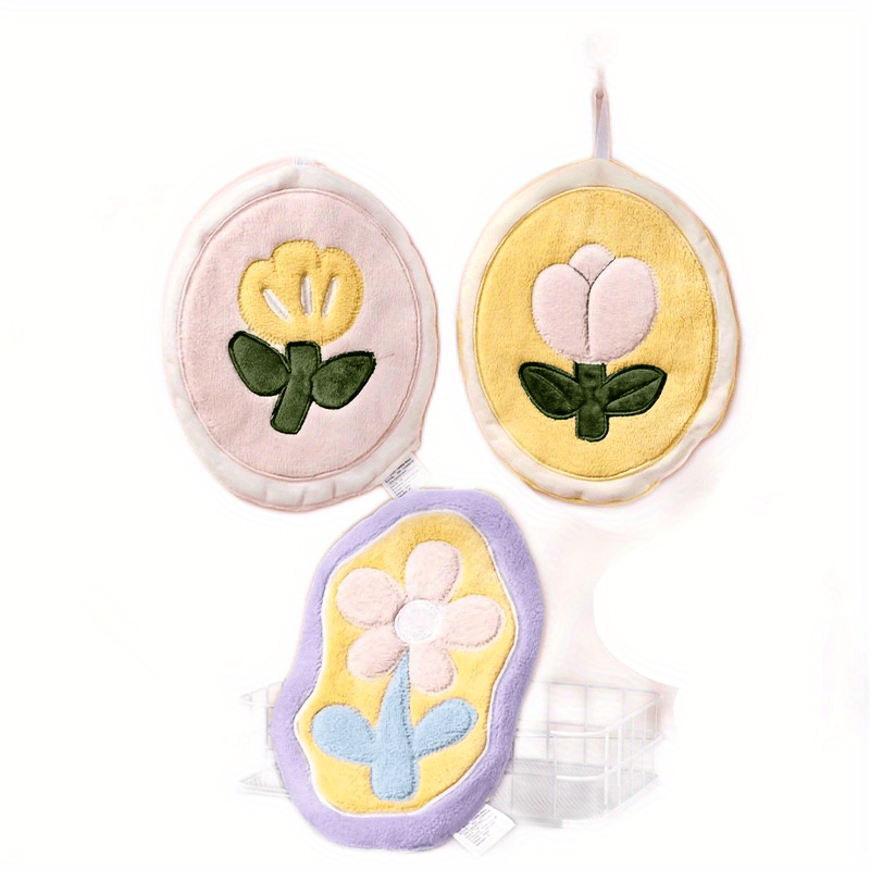 Набор из 4 хлопковых полотенец с цветочным узором для ванной или кухни, впитывающих и быстро сохнущих