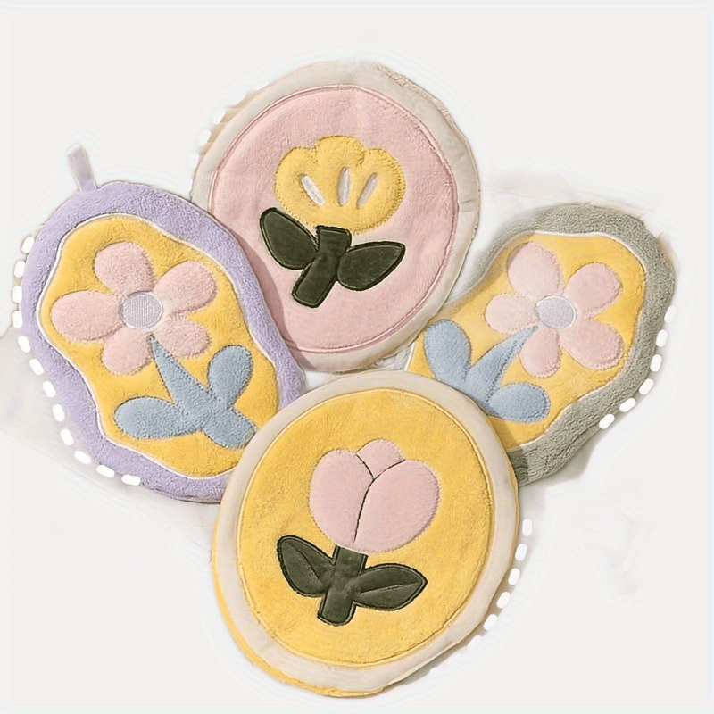 Набор из 4 хлопковых полотенец с цветочным узором для ванной или кухни, впитывающих и быстро сохнущих