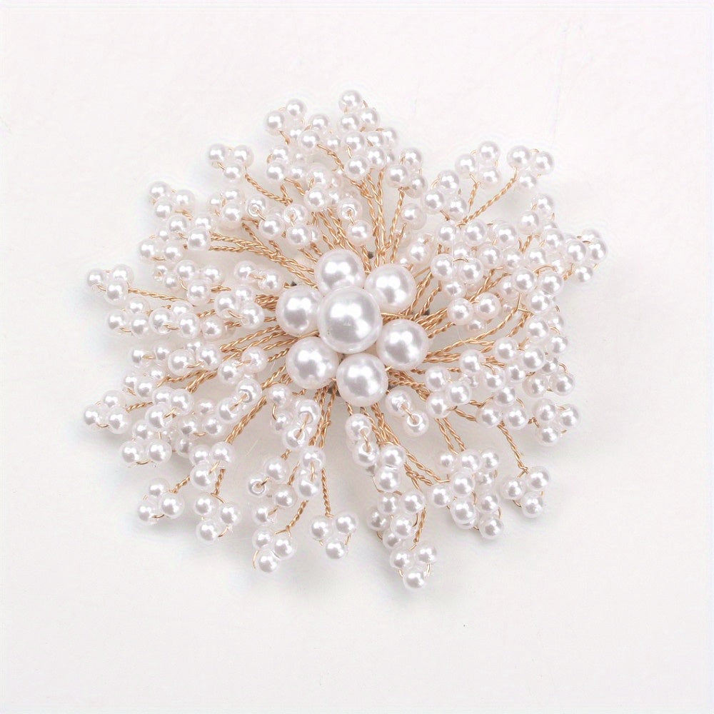 Luxury Rhinestone Pearl Brooch Irregular Shape Wedding Party Accessory
