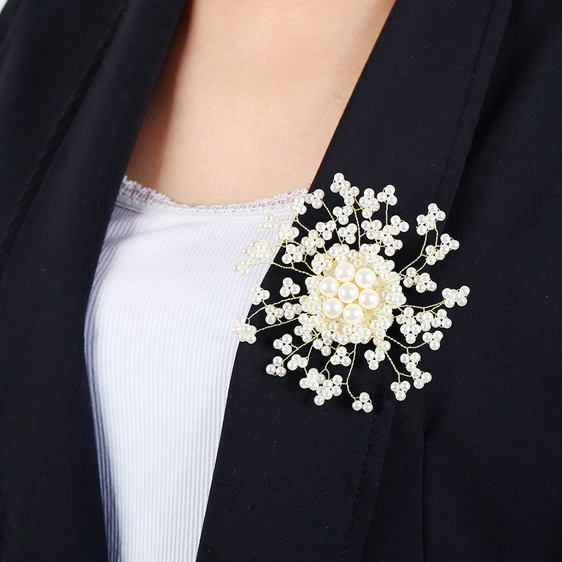 Luxury Rhinestone Pearl Brooch Irregular Shape Wedding Party Accessory