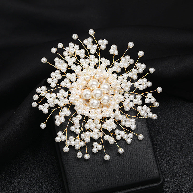 Luxury Rhinestone Pearl Brooch Irregular Shape Wedding Party Accessory
