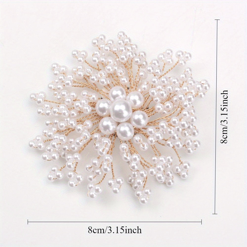 Luxury Rhinestone Pearl Brooch Irregular Shape Wedding Party Accessory